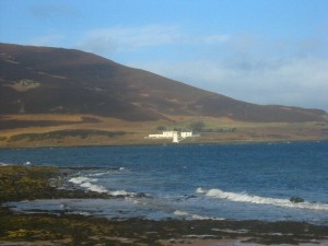 View of the retreat on Holy Island from the mainland