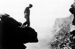 The cliff at Foula as featured in The Edge Of The World (1937)