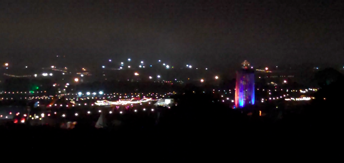 Glastonbury festival at night