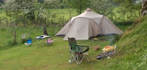 Vaude Badawi tent in Lake District with camping chairs and camping table