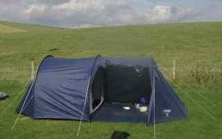 Tent pitched in Devon and Seven Sisters