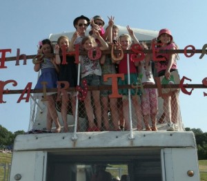 Doctor Who Matt Smith at Glastonbury with the girls of the House of Fairy Tales