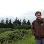 Matthew De Abaitua walking in the hills in Comrie Crieff, Scotland