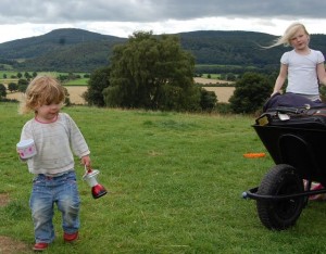 The children transport my camping gear