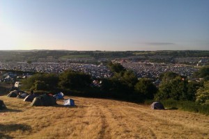 Glastonbury Festival on a sunny day