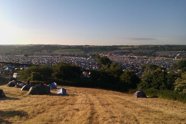 Glastonbury Festival on a sunny day