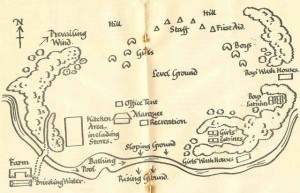 Handdrawn map of the perfect group camp map