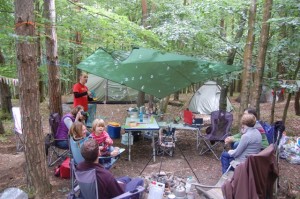 How to put up a tarp in a wood