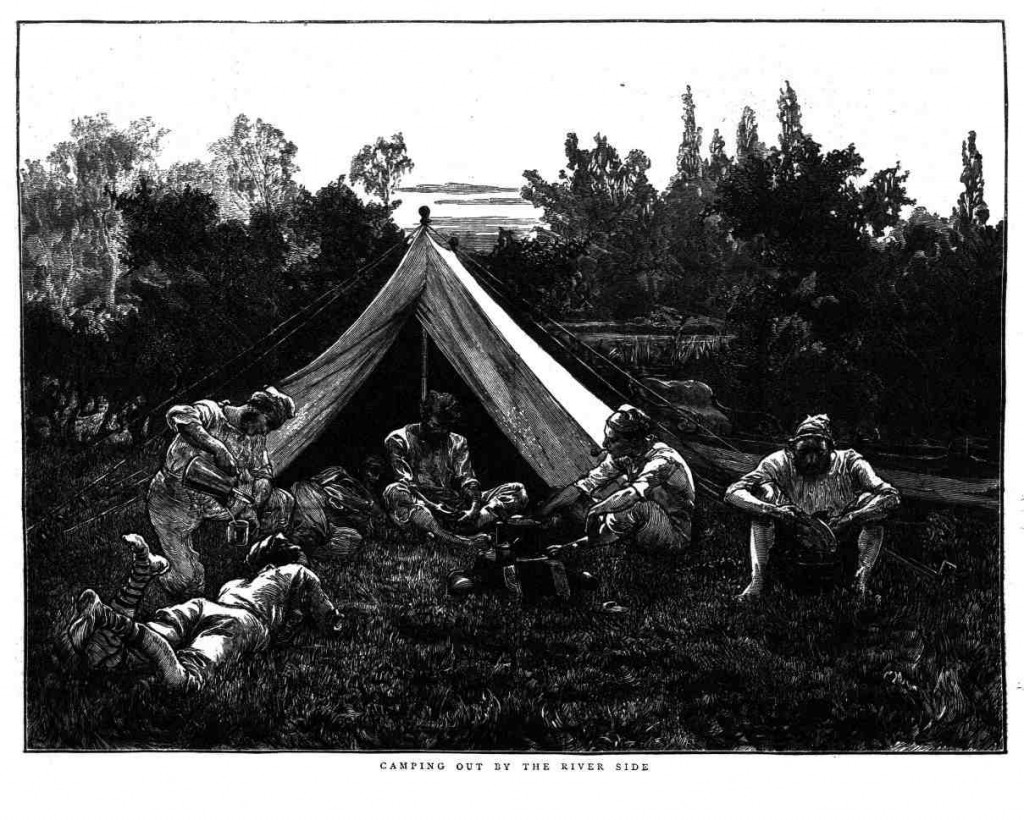Vintage camping by the river